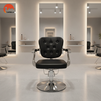 Fauteuil de Barbier de Luxe en Cuir PU, Hydraulique, Inclinable, Pivotant à 360°, Réglable en Hauteur, Mobilier de Salon pour Barbier (Vente en Gros)
