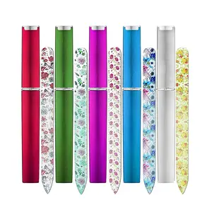 Custom Design Printed Crystal Glass Nail File Flower Glass Nail Files With Case