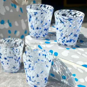 Juego de Vasos de Cristal Hechos a Mano con Diseño de Olas Oceánicas, Ecológicos, para Uso en Interiores y Exteriores, para Bebidas Frías y Jugos - Product Image 1