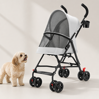 Poussette légère pour animaux de compagnie 360 °   Roues pivotantes à double frein 180 °   Poussette pliable pour chien et chat avec fenêtre panoramique en maille OEM