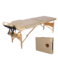 Table de massage pliable traditionnelle en bois de hêtre, réglable, en cuir PU durable, facile à transporter, éponge haute densité pour salon de beauté