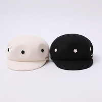 Niche Original Béret à visière pour femme, motif floral, style coréen frais, octogonal, type newsboy, de peintre, marine, casquette d'équitation, Automne Hiver