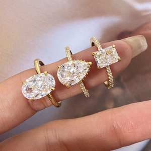 925 Sterling bạc sang trọng của phụ nữ tham gia và nhẫn cưới cổ điển phong cách cổ điển với 8A <span class=keywords><strong>Zircon</strong></span> kim cương Rhodium mạ - Product Image 3