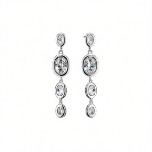 Orecchini Pendenti E2904 in Oro Bianco con Cristalli e Strass, Gioielli da Sposa Classici per Donna - Product Image 1