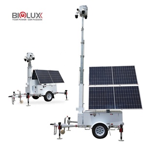 รถเทรลเลอร์รักษาความปลอดภัยเคลื่อนที่สำหรับหอคอย CCTV พลังงานแสงอาทิตย์พร้อมเซนเซอร์จับความเคลื่อนไหวเพื่อความปลอดภัยและการตรวจสอบแบบไร้สาย - Product Image 1