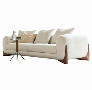 Set di divani in tessuto bianco minimalista italiano per arredi per la casa confortevoli - Product Image 4