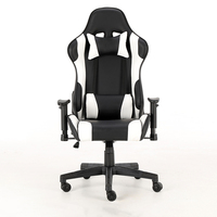 Chaise de jeu professionnelle personnalisée en cuir noir et blanc, style course, avec fonction d'inclinaison