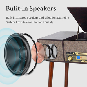 Tourne-disque vinyle à prix <span class=keywords><strong>de</strong></span> gros avec haut-parleurs, <span class=keywords><strong>radio</strong></span> AM/FM, USB, SD et Bluetooth, 3 vitesses - Product Image 3