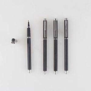 Promotional Black Slim Metal Hotel Gel <b>Pen</b> With Custom Laser Logo Advertising for Office Stationery - Product Image 1