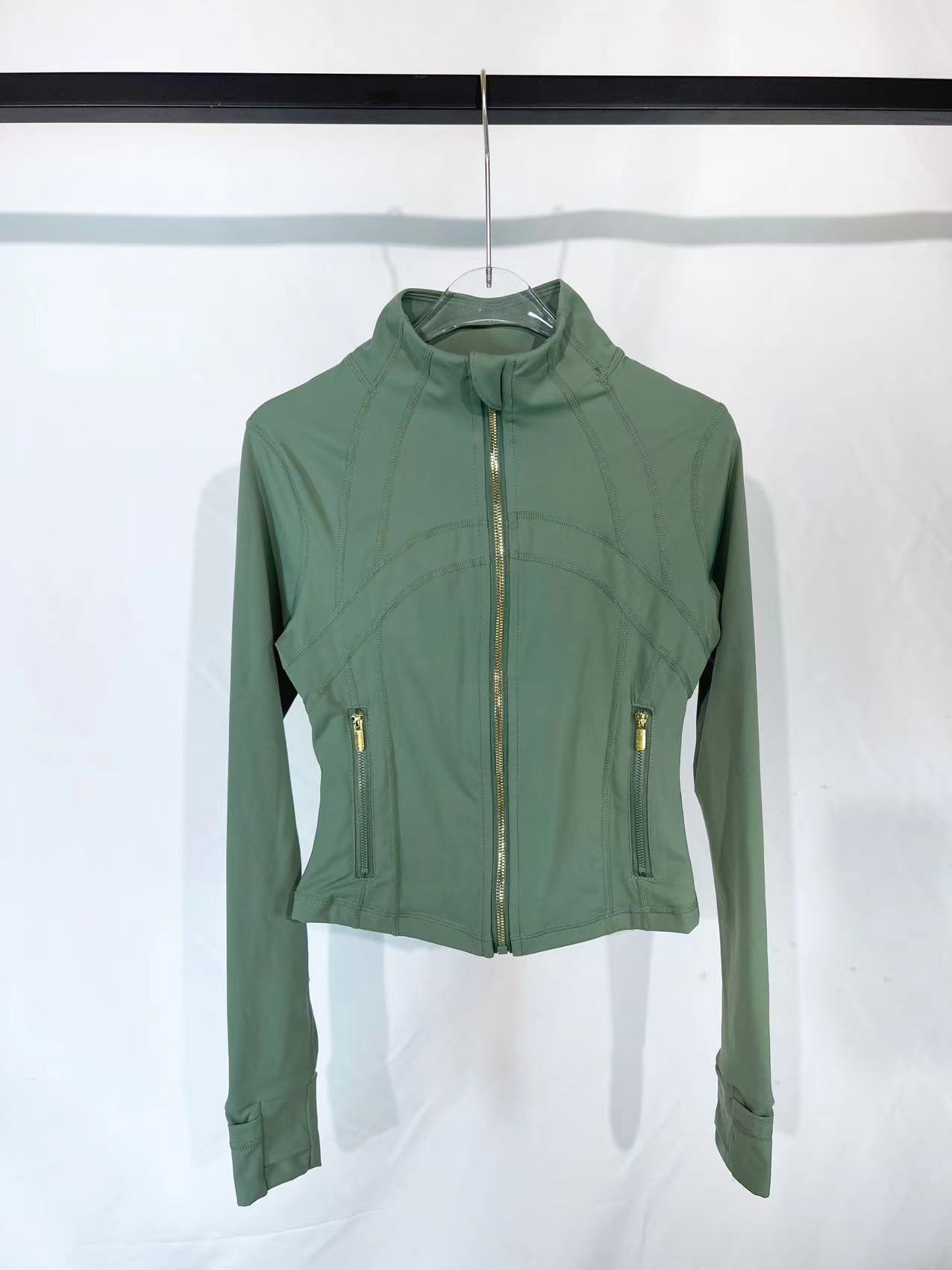 Desert green gold zippered short jacket