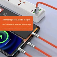 Câble 3-en-1 de charge super rapide 120W, un à trois type-c avec blindage de tresse et veste en TPE pour écouteurs d'appareils, en stock
