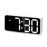 Jam Alarm Cermin LED Baru 118mm Layar Digital Fungsi Snooze Kamar Tidur Kantor Meja USB Isi Ulang Jam Meja