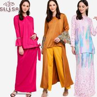 Kemeja Kedua 2020 Fashion Stripe Beauty Kebaya China Manxun Supplier Lace Floral Print Baju Kurung Satin