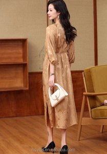 Abito Lungo in Seta Jacquard di Alta Qualità, Stile Francese, Design Casual per Spiaggia e Feste, Lussuoso per Vacanze e Pendolarismo - Product Image 6