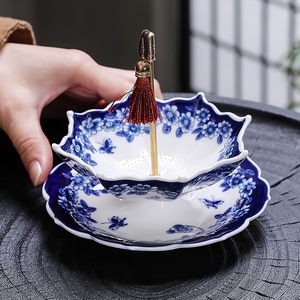 Infusore e Filtro per Tè in Porcellana a Forma di Ombrello, Design Cinese Blu e Bianco Rotante, Multiuso, Lavabile in Lavastoviglie, per Tè Sfuso - Product Image 3