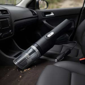 Aspiradora para coche, 120W, 12000Pa, carga por cable, para limpieza interior del coche y del hogar, con 2 boquillas, diseño de plástico negro - Product Image 2