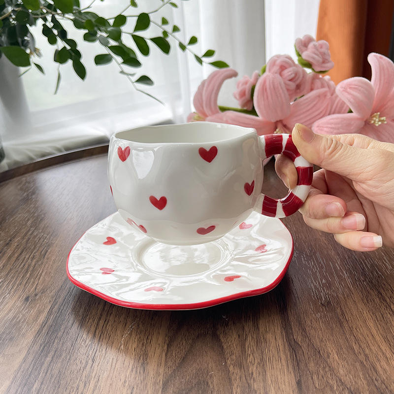 heart mug and saucer set