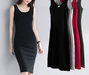 Abito estivo midi casual in chiffon senza maniche WY91706 per donne taglie forti, ragazze formose e studentesse, modello naturale con parte anteriore a vista - Product Image 2