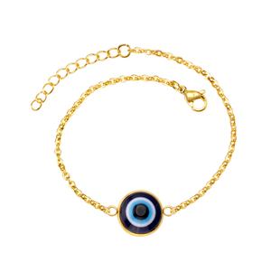 Pulsera de Acero Inoxidable Chapada en Oro con Dije de Ojo de la Suerte y Corazón Sencillo, Envío Rápido - Product Image 6