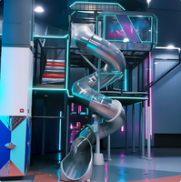 Aire de jeux intérieure personnalisée Cyberpunk One Stop Shining, style futuriste, avec toboggans, pour adolescents et tous les âges, parc d'attractions