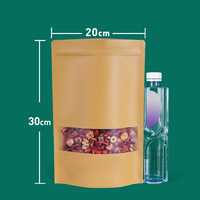 Pochettes debout en papier kraft brun 25x35cm Sacs à fermeture éclair Doypack avec fenêtre pour les noix, les collations, les bonbons et les fruits secs