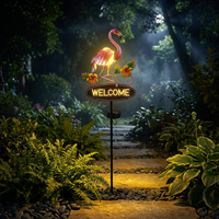 Lampes solaires de jardin d'extérieur, design flamant rose, étanches IP65, petites lampes à piquet LED avec lumière blanc chaud, à suspendre pour la cour et la pelouse