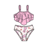 Nuevo Conjunto de Dos Piezas de Traje de Baño para Niñas Pequeñas con Top con Volantes y Pantalones Cortos de Bikini, Ropa para Niños, Patrones Personalizados, Trajes de Baño al por Mayor