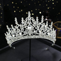 Qushine Grande Couronne de Reine en Cristal, Diadème de Mariée, Accessoires Capillaires pour Mariages et Concours de Beauté