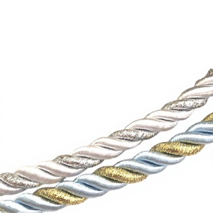 20% Polyester 80% Cotton 8 mm 3 Strands Double Color <b>Braided</b> Cord Tassel Golden Metallic Trim for Curtain Sofa Cushion - Product Image 4