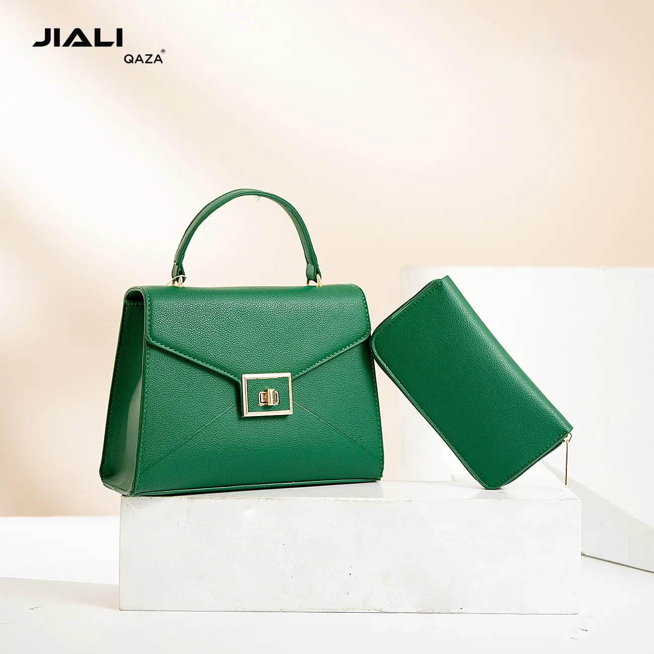 QAZA Luxus 2 in1 solide Damen handtaschen neue Mode PU Leder Designer benutzer definierte Frauen Hand Umhängetasche Set mit Geldbörse
