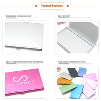 Boîte à cartes de visite en alliage d'aluminium personnalisée en gros, boîte à cartes de visite portable en métal de couleur, porte-cartes de visite de luxe personnalisé avec logo