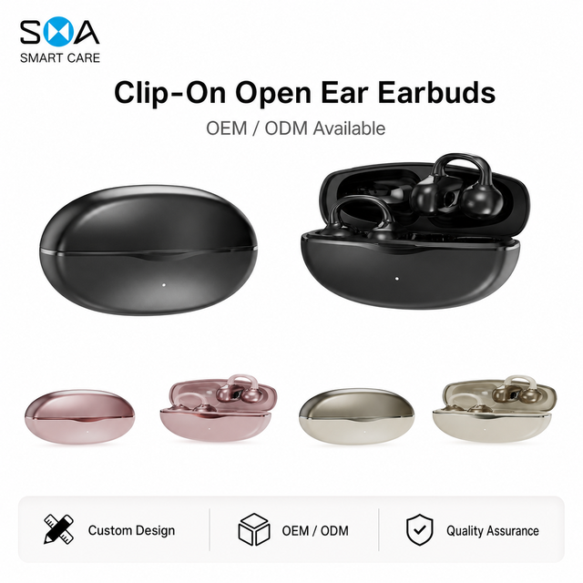 Custom Logo Fashion Clip on Open Ear Wireless Earbuds  6.0 OWS Earphones for Wholesale Orders