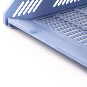 Comix Three Tier <b>File</b> Tray Document Organizer 257x335x255mm Plastic Stackable <b>Storage</b> Rack Blue Black Gray - Product Image 4