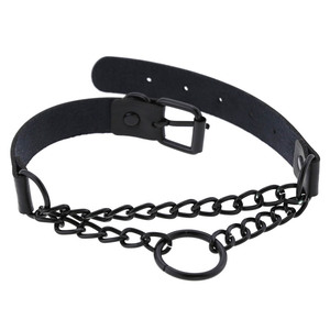 Collier pendentif chaîne à maillons exagérés fait main style punk pour femmes et hommes, collier en métal et cuir fétichiste, harnais de bondage - Product Image 5