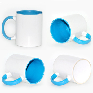 Caneca interna colorida personalizada de 11 onças, caneca de café em cerâmica com alça colorida, mais popularmente em branco por sublimação - Product Image 5