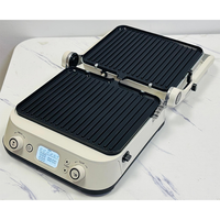Grille-pain électrique d'intérieur 3-en-1 en acier inoxydable, presse à panini, machine à sandwich, plaques amovibles anti-adhérentes, sans fumée, usage domestique, version US