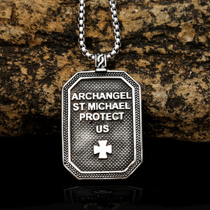 Yunnique-collar con colgante de ángel guardián de acero inoxidable para hombre, estilo Punk, diseño de alas geométricas, cadena de 60cm - Product Image 3