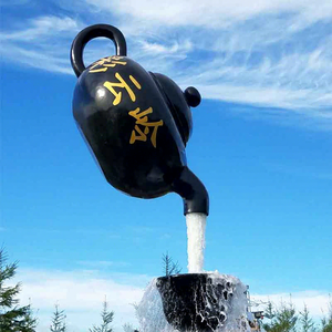 Fontaine d'extérieur en fibre de verre, style chinois, en forme de théière, pour jardin, sculpture artistique européenne et américaine - Product Image 1