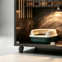 Grande Villa pour Chat d'Intérieur en Bois Respirante, Imperméable, Luxe Léger, Toutes Saisons, avec Tiroir Toilette et Boîtier Climatisation