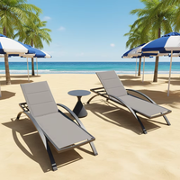 Chaise longue d'extérieur haut de gamme en aluminium avec dossier ergonomique, support robuste, idéale pour l'hôtellerie, livraison directe usine et faible MOQ