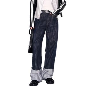 Jeans pour hommes en denim brut 100% coton, taille mi-haute, coupe ample, bas retroussé, décontracté, denim selvedge de haute qualité, jambe droite, vente en gros - Product Image 3