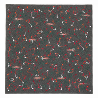Tissu tricoté multicolore à broderie florale raffinée, base grise foncée duveteuse, motif de vigne abstraite brodé, pour sacs de filles, textiles et vêtements