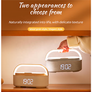 Thanh Lịch Xách Tay 6 in1 FM Đài Phát Thanh Đồng Hồ Báo Thức Sạc Không Dây Điện Thoại Đứng-Tốt Nhất Bán Thanh Lịch Đèn Loa Nhiều Tính năng - Product Image 6