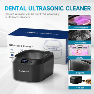 Nettoyeur ultrasonique électrique multifonction portable pour prothèses dentaires, appareils dentaires et fausses dents - Utilisation en extérieur, capacité de 220 ml - Product Image 2