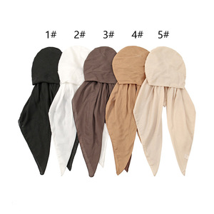 Vendita calda da <span class=keywords><strong>donna</strong></span> a coda lunga viscosa Hijab in tinta unita elastico corda sciarpa musulmana berretto etnico <span class=keywords><strong>bandane</strong></span> - Product Image 1