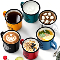 Mug à café vintage en émail, tasse à thé en métal personnalisée, durable, pour expresso, latte, idéal pour la maison, le café et le camping