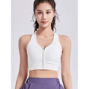 Soutien-gorge de sport anti-rides Vetega noir à fermeture éclair sur le devant, maintien élevé, pour yoga et entraînement, vêtements de sport pour femmes, modèle JV033 - Product Image 3