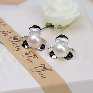 Boucles d'oreilles en argent S925 pour femmes, 5-8 mm, boucles d'oreilles à clous en perles de cheveux de fœt, avec accessoires faits à la main, plateau vide pour bijoux 5042 - Product Image 2