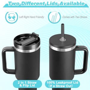 Mug isotherme en acier inoxydable personnalisé avec logo 2026, gobelet de voyage pour aventurier de 40 oz avec paille et poignée - Product Image 4