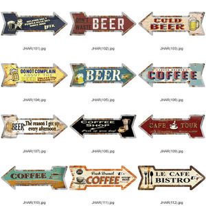 Insegna Vintage in Metallo a Forma di Freccia 45X15.5CM, Targhetta Personalizzata con Messaggio, Insegna in Latta per Birra, Decorazione Murale per Bar, Club, Caffè, Indicatore Retrò in Latta - Product Image 5